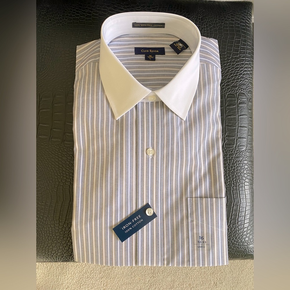 Club Room men’s dress shirt 100% iron free cotton size 16 32/33